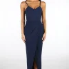 Leah Faux Wrap Dress - Navy