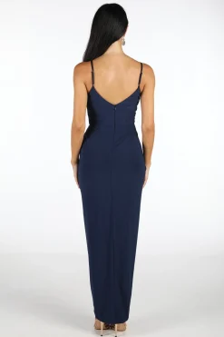 Leah Faux Wrap Dress - Navy