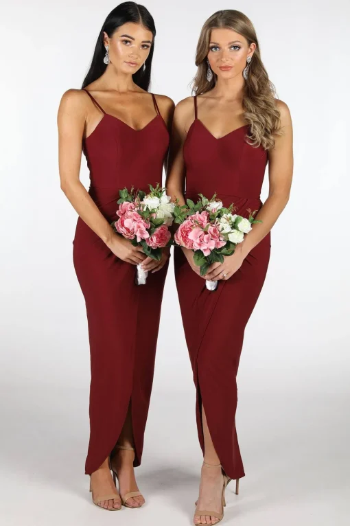Leah Faux Wrap Dress - Wine