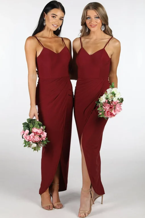 Leah Faux Wrap Dress - Wine