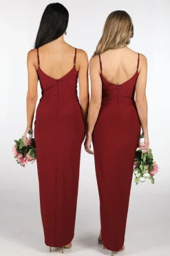 Leah Faux Wrap Dress - Wine