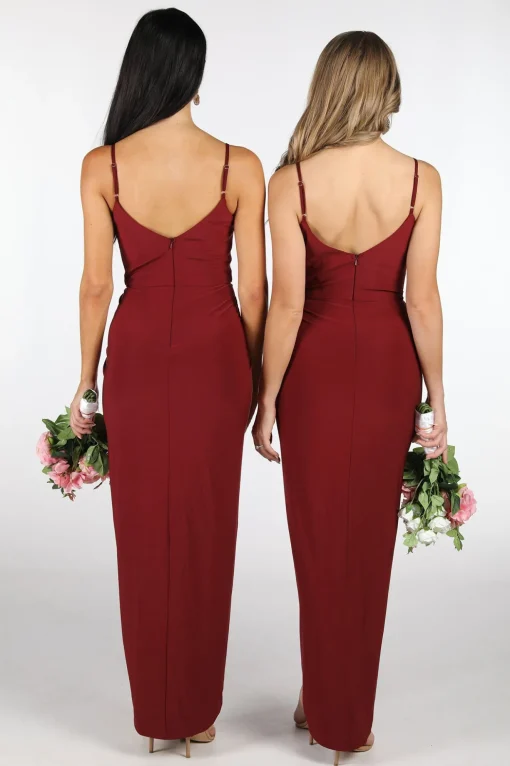 Leah Faux Wrap Dress - Wine