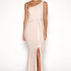 Lena One Shoulder Maxi Column Dress - Champagne