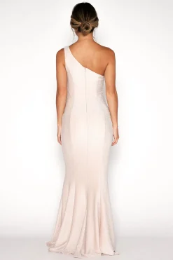 Lena One Shoulder Maxi Column Dress - Champagne