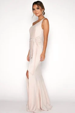 Lena One Shoulder Maxi Column Dress - Champagne