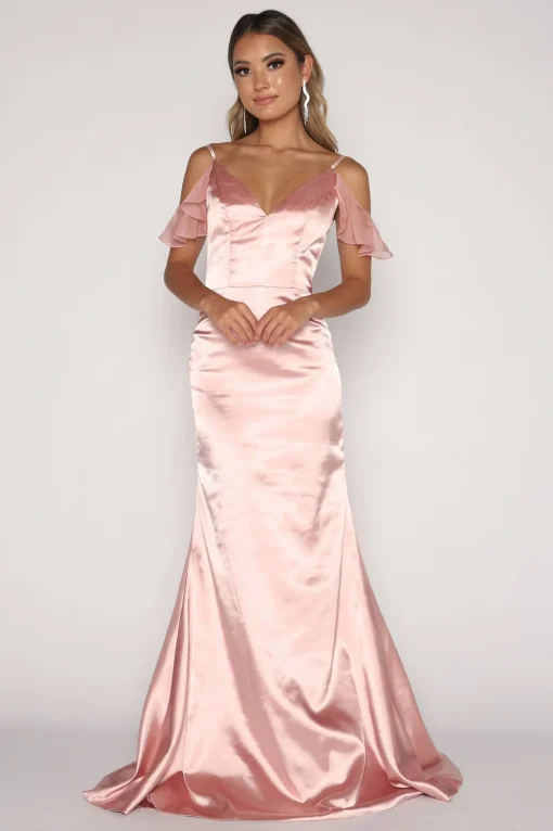 Malani Satin Maxi Dress - Blush Pink (XS - Clearance Sale)