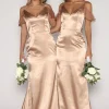 Malani Satin Maxi Dress - Champagne (XS - Clearance Sale)