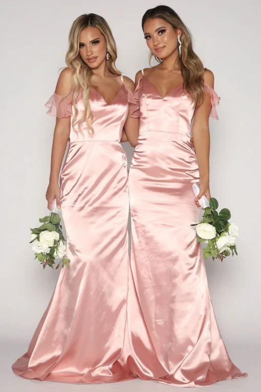 Malani Satin Maxi Dress - Blush Pink (XS - Clearance Sale)