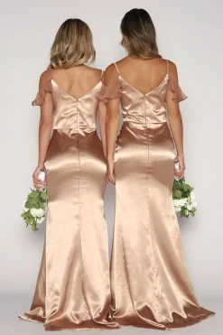 Malani Satin Maxi Dress - Champagne (XS - Clearance Sale)