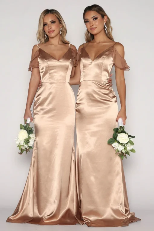 Malani Satin Maxi Dress - Champagne (XS - Clearance Sale)