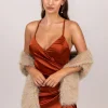 Marcella Faux Fur Shawl - Mocha