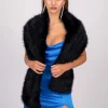 Marcella Faux Fur Shawl - Black
