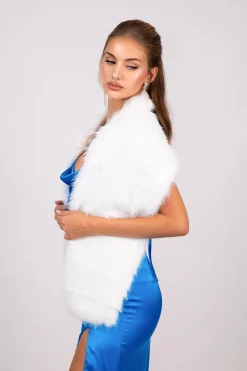 Marcella Faux Fur Shawl - White