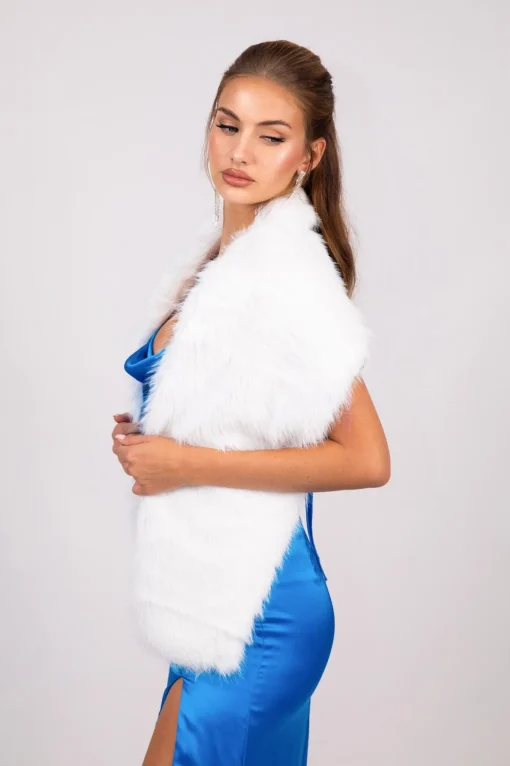 Marcella Faux Fur Shawl - White
