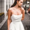 MARION Strapless A-line Satin Gown - Ivory