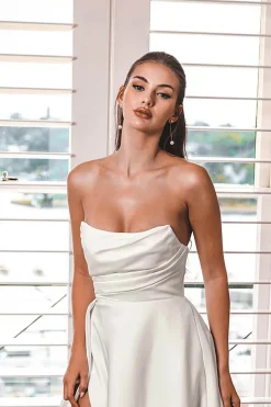 MARION Strapless A-line Satin Gown - Ivory