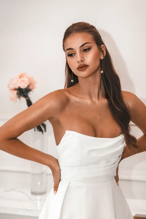 MARION Strapless A-line Satin Gown - Ivory