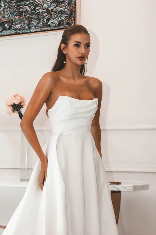 MARION Strapless A-line Satin Gown - Ivory