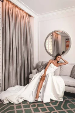 MARION Strapless A-line Satin Gown - Ivory