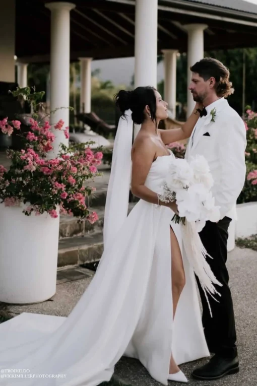 MARION Strapless A-line Satin Gown - Ivory
