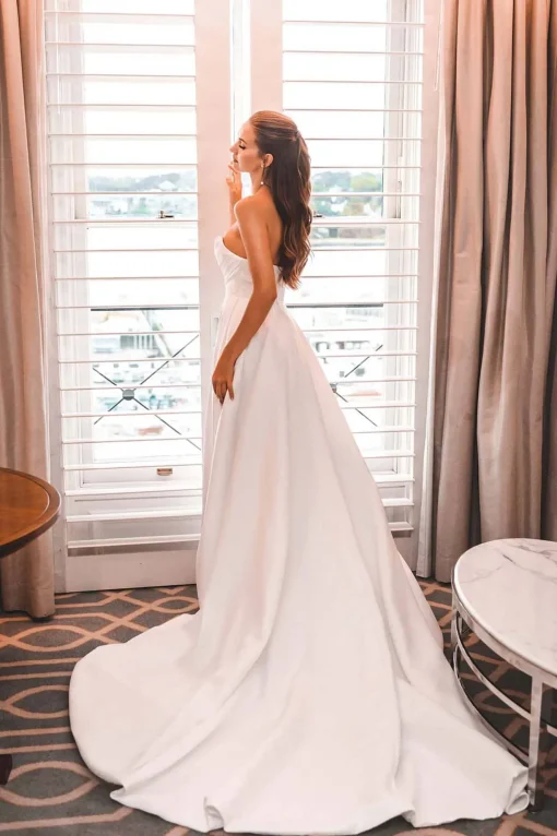 MARION Strapless A-line Satin Gown - Ivory