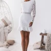 MEDINDIE Mini Lace Dress - White
