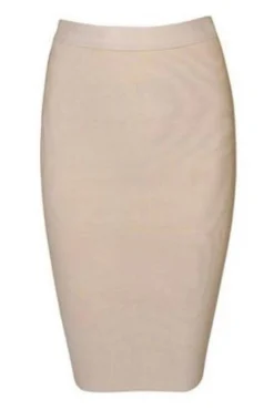 Midi Pencil Bandage Skirt - Nude/White/Black
