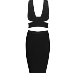 Midi Pencil Bandage Skirt - Nude/White/Black