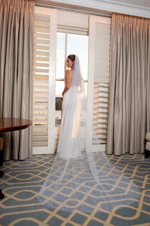MILANA Sheer Corset Beaded Gown - Ivory