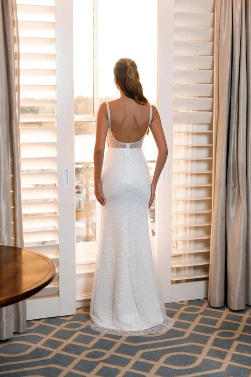 MILANA Sheer Corset Beaded Gown - Ivory