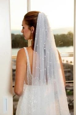 MILANA Sheer Corset Beaded Gown - Ivory