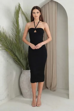 Morgan Knit Midi Dress - Black