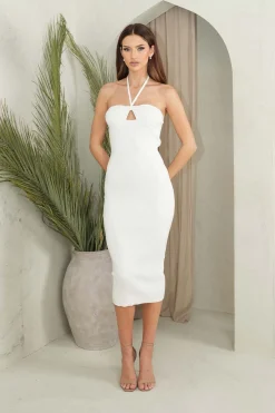 Morgan Knit Midi Dress - White