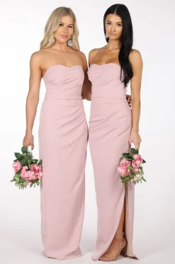 Nadia Strapless Column Maxi Dress - Dusty Pink