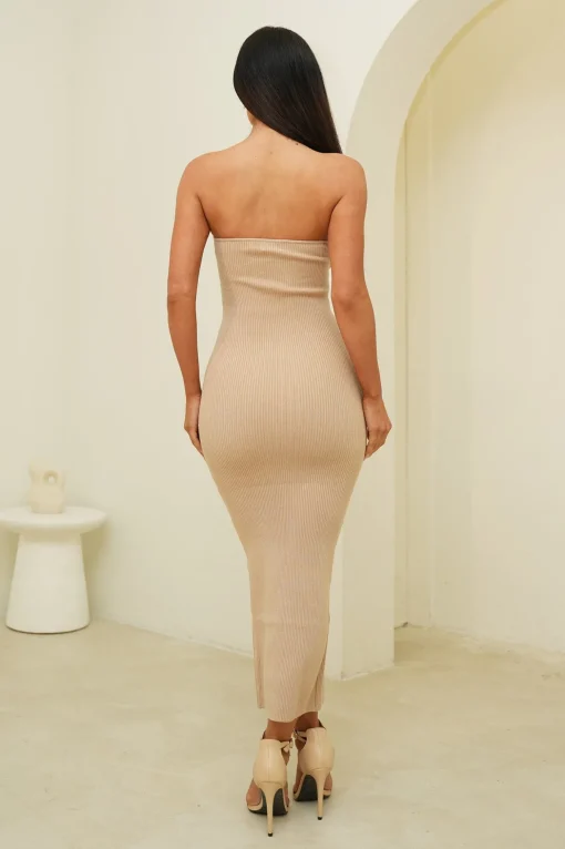 Nina Strapless Midi Dress - Nude