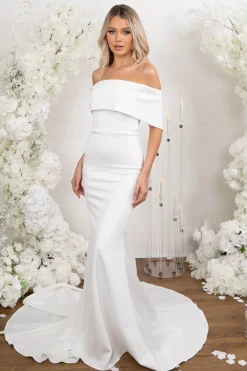 NYLA Off-Shoulder Crepe Gown - Ivory