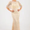 Opal Butterfly-Sleeve Sequin Maxi Dress - Beige