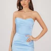 Palma Strapless Satin Maxi Dress - Baby Blue