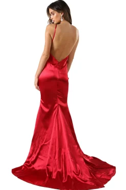 Penelope Satin Gown - Bright Red (XS,S,M - Clearance Sale)