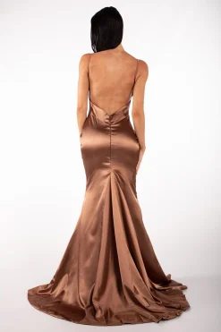 Penelope Satin Gown - Brown (XS,S,L - Clearance Sale)