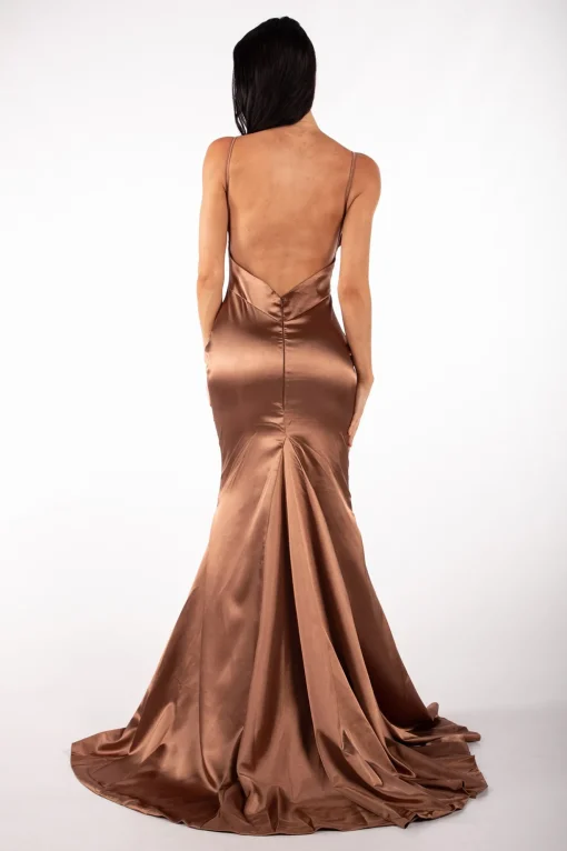 Penelope Satin Gown - Brown (XS,S,L - Clearance Sale)