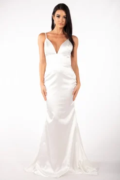 Penelope Satin Gown - Ivory (L & XL - Clearance Sale)