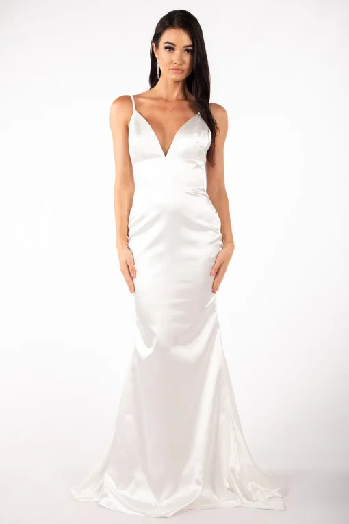 Penelope Satin Gown - Ivory (L & XL - Clearance Sale)