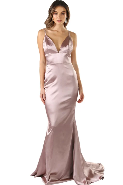 Penelope Satin Gown - Mauve