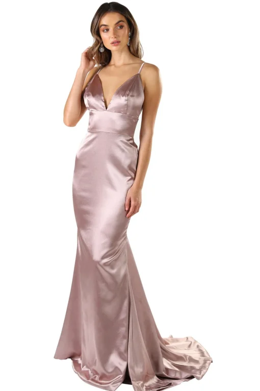 Penelope Satin Gown - Mauve