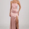 Peyton Strapless Satin Maxi Dress - Dusty Pink