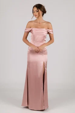 Peyton Strapless Satin Maxi Dress - Dusty Pink