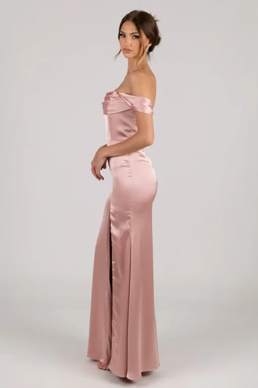 Peyton Strapless Satin Maxi Dress - Dusty Pink