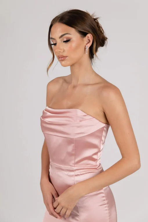 Peyton Strapless Satin Maxi Dress - Dusty Pink