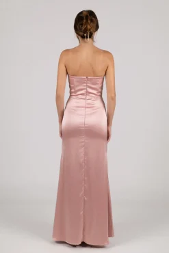 Peyton Strapless Satin Maxi Dress - Dusty Pink